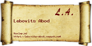 Lebovits Abod névjegykártya